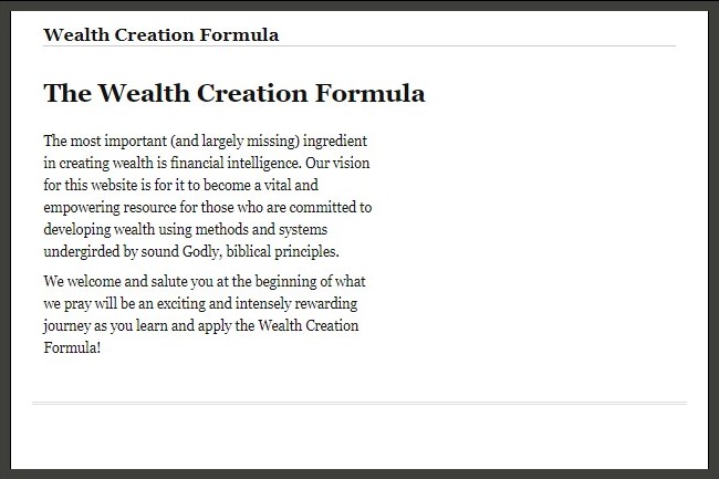 The Wealth Creation Formula...